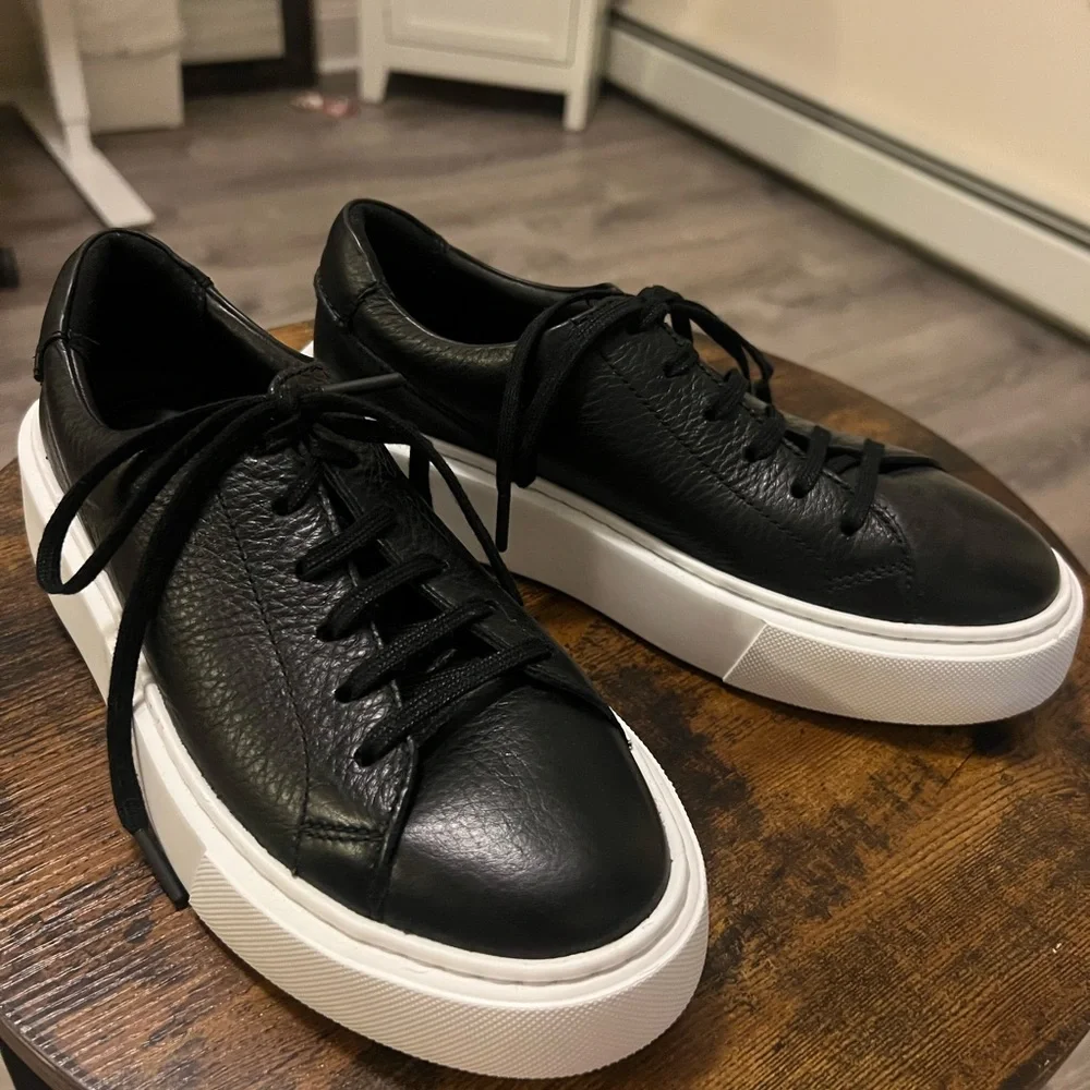 Clarks Black Leather Sneakers with White Soles NWOT!